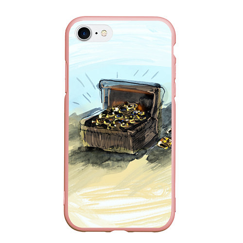 Чехол iPhone 7/8 матовый Сундук с сокровищами / 3D-Светло-розовый – фото 1