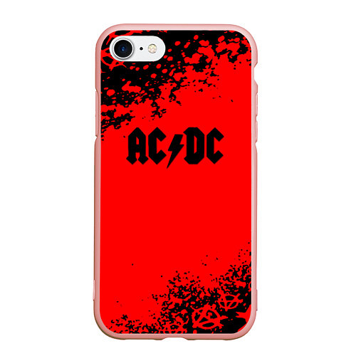 Чехол iPhone 7/8 матовый AC DC skull rock краски / 3D-Светло-розовый – фото 1