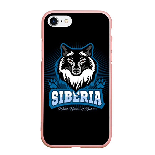 Чехол iPhone 7/8 матовый Сибирь - волк / 3D-Светло-розовый – фото 1