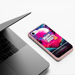 Чехол iPhone 7/8 матовый GTA 80s style, цвет: 3D-светло-розовый — фото 2
