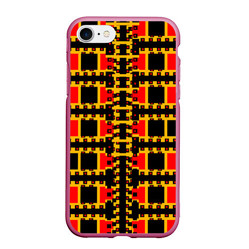 Чехол iPhone 7/8 матовый Королевские квадраты / 3D-Малиновый – фото 1