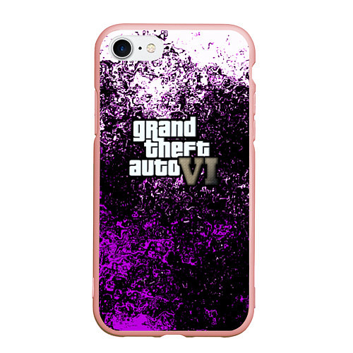 Чехол iPhone 7/8 матовый Grand Theft Auto 6 vice city / 3D-Светло-розовый – фото 1