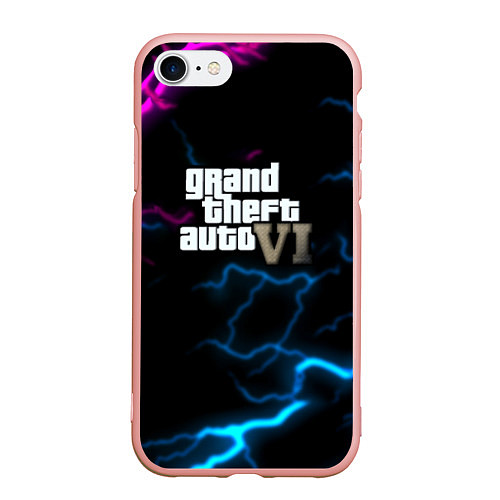 Чехол iPhone 7/8 матовый Grand theft auto storm / 3D-Светло-розовый – фото 1