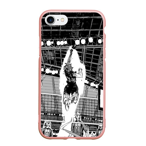 Чехол iPhone 7/8 матовый Хината Шое взлетает / 3D-Светло-розовый – фото 1