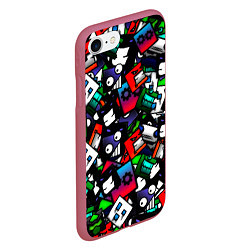 Чехол iPhone 7/8 матовый Geometry dash alllogo, цвет: 3D-малиновый — фото 2