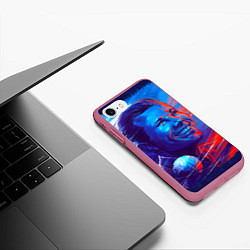 Чехол iPhone 7/8 матовый Улыбка Гагарина, цвет: 3D-малиновый — фото 2