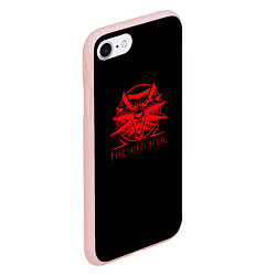 Чехол iPhone 7/8 матовый Ведьмак красное лого, цвет: 3D-светло-розовый — фото 2