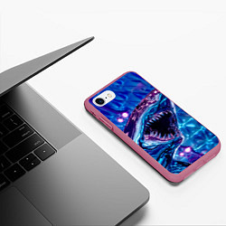 Чехол iPhone 7/8 матовый Фиолетовая акула, цвет: 3D-малиновый — фото 2
