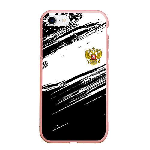 Чехол iPhone 7/8 матовый Герб РФ спортивные краски / 3D-Светло-розовый – фото 1
