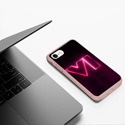 Чехол iPhone 7/8 матовый GTA 6 Neon, цвет: 3D-светло-розовый — фото 2