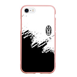 Чехол iPhone 7/8 матовый Juventus black sport texture, цвет: 3D-светло-розовый