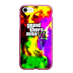 Чехол iPhone 7/8 матовый Gta6 неоновый огонь вайстити, цвет: 3D-малиновый