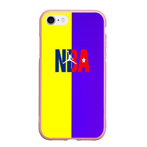 Чехол iPhone 7/8 матовый NBA sport полосы / 3D-Светло-розовый – фото 1