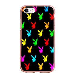 Чехол iPhone 7/8 матовый Playboy pattern неон, цвет: 3D-светло-розовый