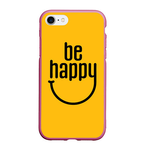 Чехол iPhone 7/8 матовый Smile - be happy / 3D-Малиновый – фото 1