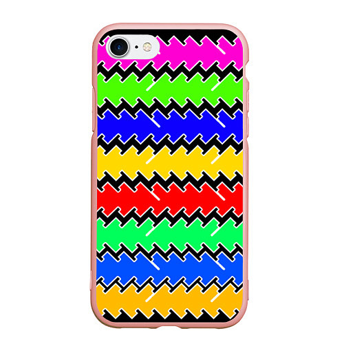 Чехол iPhone 7/8 матовый Горизонтальные разноцветные линии / 3D-Светло-розовый – фото 1
