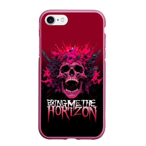 Чехол iPhone 7/8 матовый Bring Me the Horizon - rock band / 3D-Малиновый – фото 1