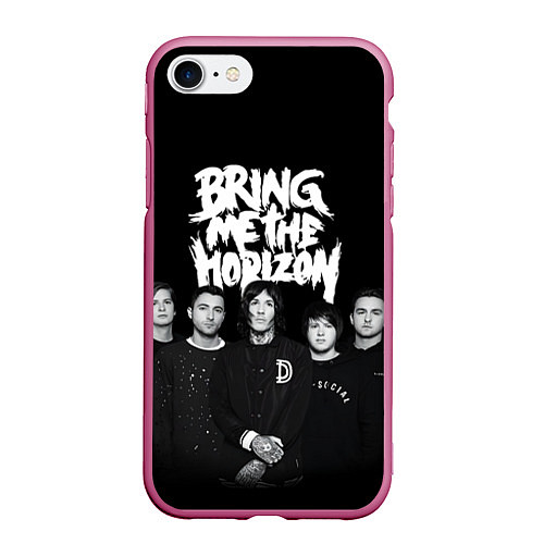 Чехол iPhone 7/8 матовый Bring me the horizon - group / 3D-Малиновый – фото 1