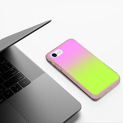 Чехол iPhone 7/8 матовый Розовый и ярко-зеленый градиент, цвет: 3D-светло-розовый — фото 2