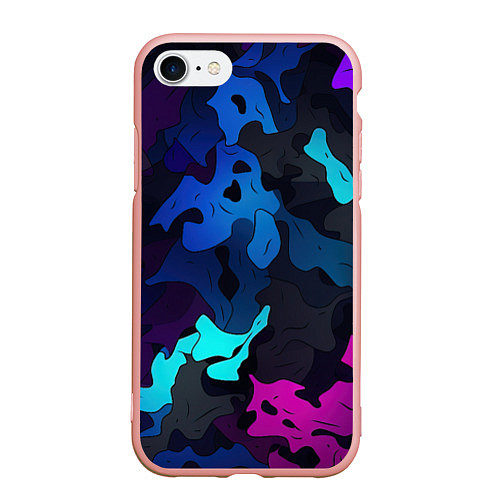 Чехол iPhone 7/8 матовый Абстрактный камуфляж в кислотных абстрактных пятна / 3D-Светло-розовый – фото 1
