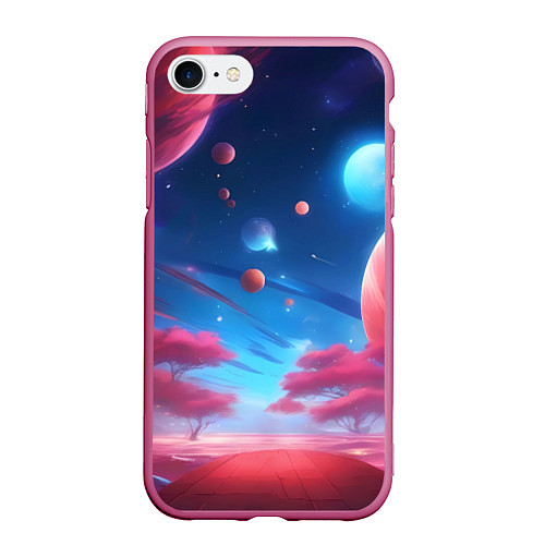 Чехол iPhone 7/8 матовый Красный лес / 3D-Малиновый – фото 1