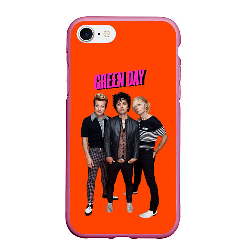 Чехол iPhone 7/8 матовый Green Day trio / 3D-Малиновый – фото 1