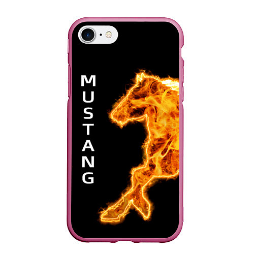 Чехол iPhone 7/8 матовый Mustang fire / 3D-Малиновый – фото 1