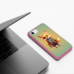 Чехол iPhone 7/8 матовый Лисенок с фонариком, цвет: 3D-малиновый — фото 2
