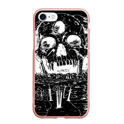 Чехол iPhone 7/8 матовый Череп черного клевера / 3D-Светло-розовый – фото 1