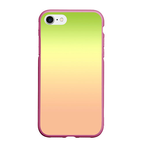 Чехол iPhone 7/8 матовый Персиково-салатный градиент / 3D-Малиновый – фото 1
