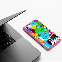 Чехол iPhone 7/8 матовый Girls face - pop art, цвет: 3D-малиновый — фото 2