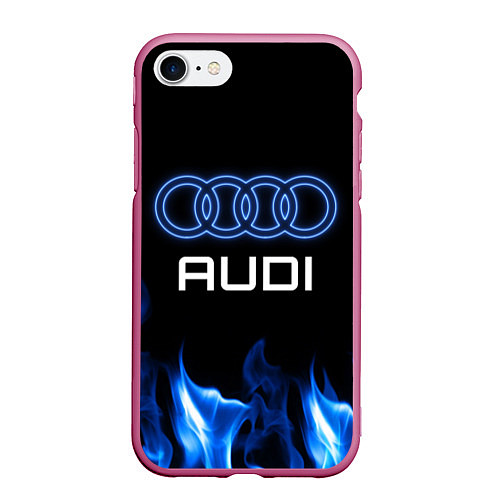 Чехол iPhone 7/8 матовый Audi neon art / 3D-Малиновый – фото 1