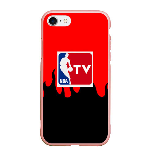 Чехол iPhone 7/8 матовый NBA sport flame / 3D-Светло-розовый – фото 1