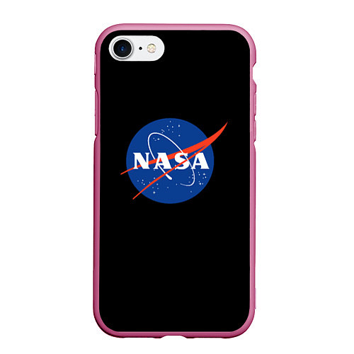 Чехол iPhone 7/8 матовый NASA logo space / 3D-Малиновый – фото 1