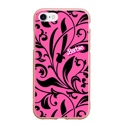 Чехол iPhone 7/8 матовый Barbie - floral pattern / 3D-Светло-розовый – фото 1