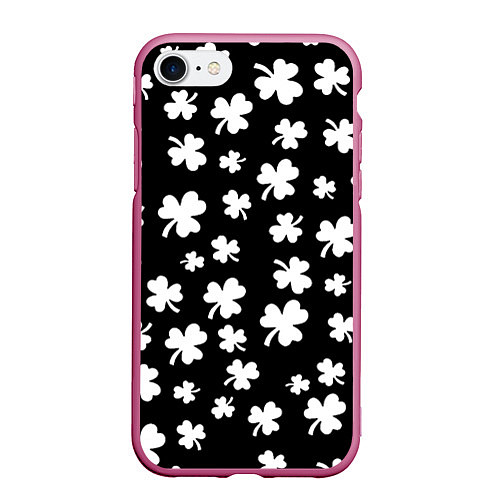Чехол iPhone 7/8 матовый Black clover pattern anime / 3D-Малиновый – фото 1
