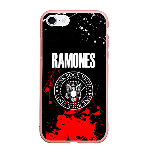 Чехол iPhone 7/8 матовый Ramones краски метал группа / 3D-Светло-розовый – фото 1