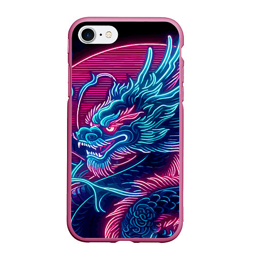 Чехол iPhone 7/8 матовый Свирепый японский дракон - ирезуми / 3D-Малиновый – фото 1