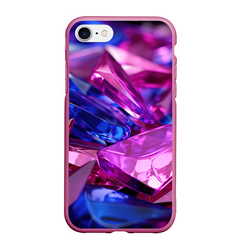 Чехол iPhone 7/8 матовый Розовые и синие битые стекла / 3D-Малиновый – фото 1
