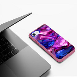 Чехол iPhone 7/8 матовый Розовые и синие битые стекла, цвет: 3D-малиновый — фото 2