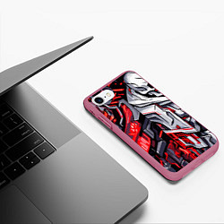 Чехол iPhone 7/8 матовый Демонические кибер черепа, цвет: 3D-малиновый — фото 2