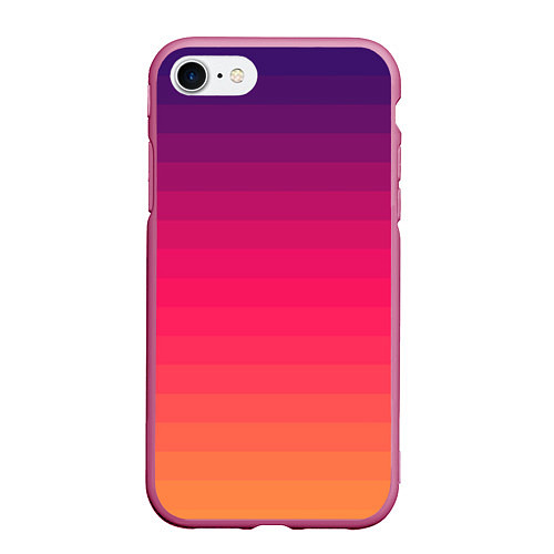 Чехол iPhone 7/8 матовый Полосный градиент / 3D-Малиновый – фото 1