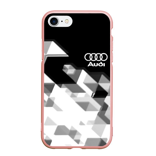 Чехол iPhone 7/8 матовый AUDI geometry sport / 3D-Светло-розовый – фото 1