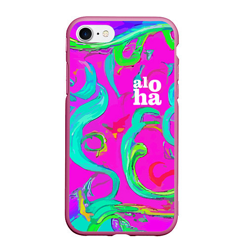 Чехол iPhone 7/8 матовый Abstract floral pattern - aloha / 3D-Малиновый – фото 1