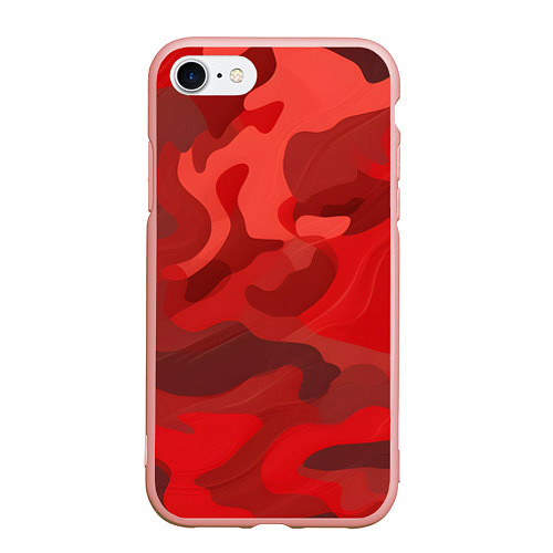 Чехол iPhone 7/8 матовый Красный камуфляж крупный / 3D-Светло-розовый – фото 1