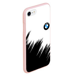 Чехол iPhone 7/8 матовый BMW чёрные штрихи текстура, цвет: 3D-светло-розовый — фото 2