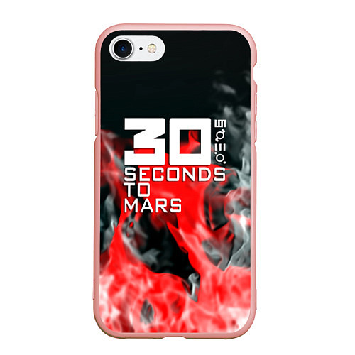 Чехол iPhone 7/8 матовый Seconds to mars fire / 3D-Светло-розовый – фото 1