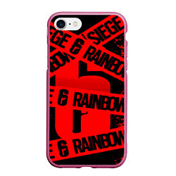 Чехол iPhone 7/8 матовый Rainbox six краски, цвет: 3D-малиновый