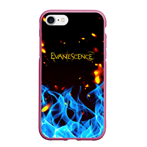 Чехол iPhone 7/8 матовый Evanescence огонь рок группа / 3D-Малиновый – фото 1