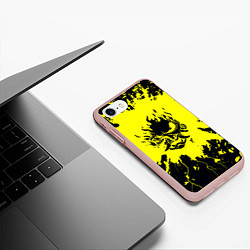 Чехол iPhone 7/8 матовый Cyberpunk samurai logo 2077, цвет: 3D-светло-розовый — фото 2